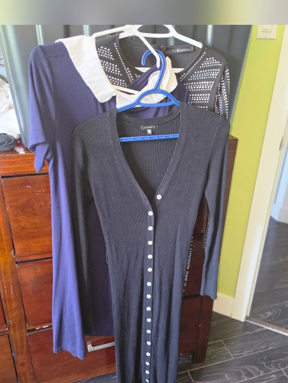 Dynamite Black Ribbed Button-Front Maxi Dress - Picture 9 of 9